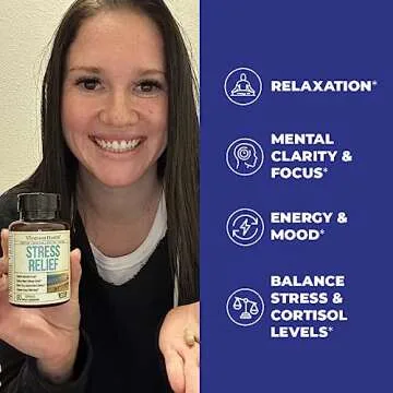 Stress Relief Supplement with 5HTP, Ashwagandha, Valerian, St John’s Wort, GABA, Chamomile & B-Vit...