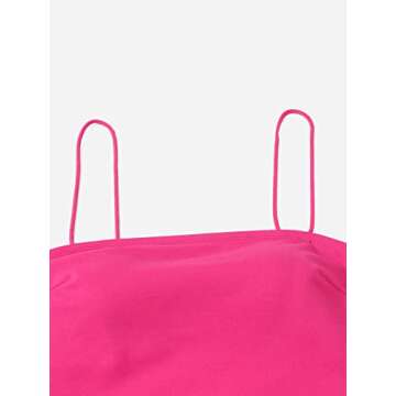 Verdusa Women's 2 Piece Outfit Crop Cami Top and Asymmetrical Shorts Sets Hot Pink M