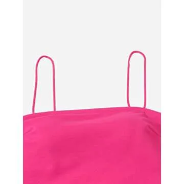 Verdusa Women's 2 Piece Outfit Crop Cami Top and Asymmetrical Shorts Sets Hot Pink M