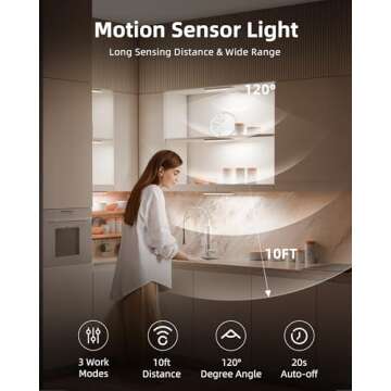 EZVALO Under Cabinet Lights, 62 LED Rechargeable Battery Operated Motion Sensor Light Indoor 3 Color...