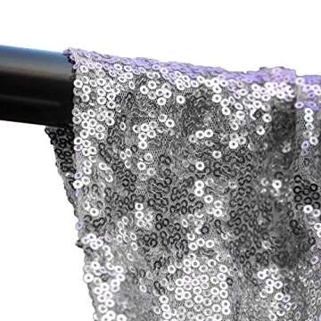HMQIANG Silver Sequin Backdrop Curtains for Parties