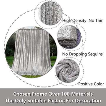 HMQIANG Silver Sequin Backdrop Curtains for Parties