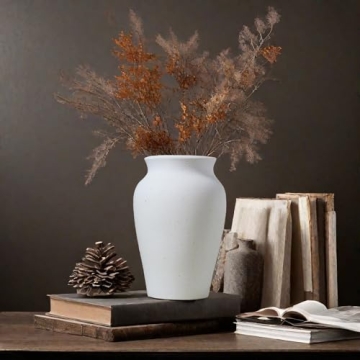JDZMYF Rustic White Ceramic Flower Vase for Elegant Decor