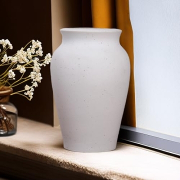 JDZMYF Rustic White Ceramic Flower Vase for Elegant Decor