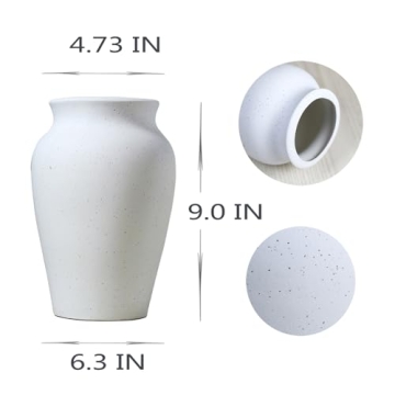 JDZMYF Rustic White Ceramic Flower Vase for Elegant Decor