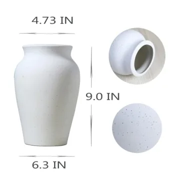 JDZMYF Rustic White Ceramic Flower Vase for Elegant Decor
