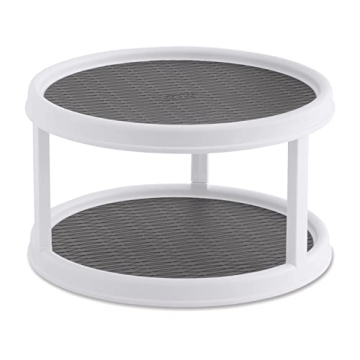 Copco Non-Skid Turntable, 2-Tier, 12-Inch, Durable & Easy Clean, White/Gray