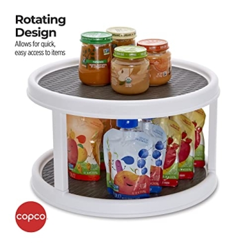 Copco Non-Skid Turntable, 2-Tier, 12-Inch, Durable & Easy Clean, White/Gray