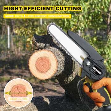 Mini Chainsaw Cordless 6 Inch - Powerful Battery Powered Hand Saw for Easy Trimming