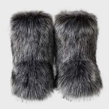 Furry Boots for Women Fuzzy Fluffy Snow Boot Faux Fur Colorful with Round Toe Water Resistant Flat S...