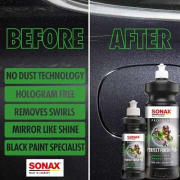 SONAX Perfect Finish 250ml | Scratch and Swirl Remover Polish | Machine Polish | Paint Correction Polish | High Gloss | Black Paint Polish | No Fillers Paint Correction | 8.45 fl. Oz