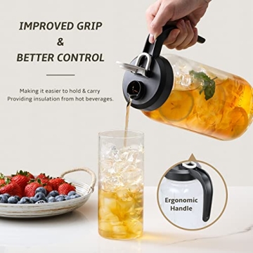 AOZITA 64 oz Glass Pitcher with Filter Lid for Drinks