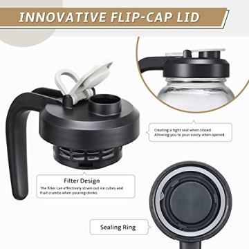 AOZITA 64 oz Glass Pitcher with Filter Lid for Drinks