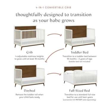 Babyletto Palma 4-in-1 Convertible Crib - Modern & Safe