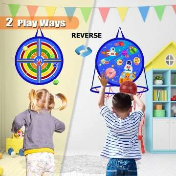 Kids 2 in 1 Dart Board and Basketball Hoop for Fun