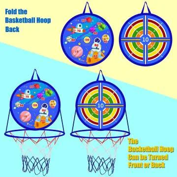 Kids 2 in 1 Dart Board and Basketball Hoop for Fun