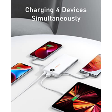 VEEKTOMX Portable Charger with Built in Cables 10000mAh, Power Bank for iPhone with Wall Plug, Travel Essential Fast Charging USB C Slim External Battery Pack for iPhone16/15/14, Samsung, iPad, etc