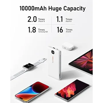 VEEKTOMX Portable Charger with Built in Cables 10000mAh, Power Bank for iPhone with Wall Plug, Travel Essential Fast Charging USB C Slim External Battery Pack for iPhone16/15/14, Samsung, iPad, etc
