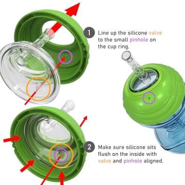 Nuby 3 Piece No-Spill Easy Grip Cup with Flex Straw, Clik It Lock Feature, Girl, 10 Ounce