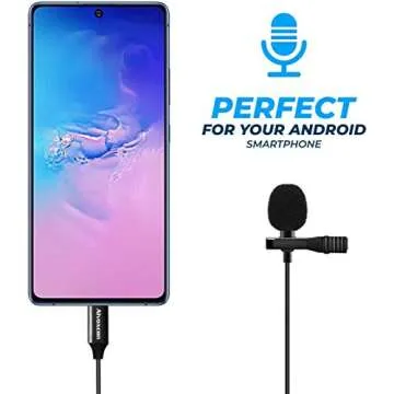 Alvoxcon Lavalier Lapel Microphone, tie Clip mic for Android Smartphone, Tablet with USB Type C Interface for Recording YouTube, Vlog, TikTok, Conference, handsfree with Easy Clip on System