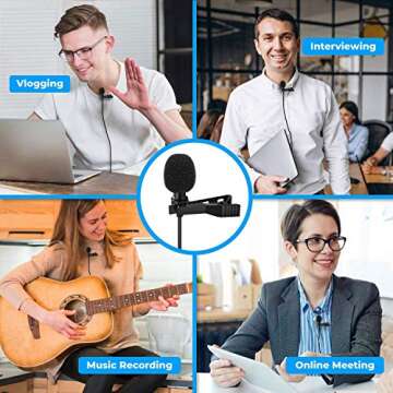 Alvoxcon Lavalier Lapel Microphone, tie Clip mic for Android Smartphone, Tablet with USB Type C Interface for Recording YouTube, Vlog, TikTok, Conference, handsfree with Easy Clip on System