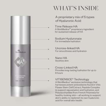 SkinMedica HA5 Rejuvenating Hydrator Hyaluronic Acid Serum for Face with Five Types of Hyaluronic Acid that Smooth Fine Lines and Wrinkles, For All Skin Types, 2 Oz