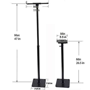 VideoSecu 2 Heavy Duty PA DJ Club Adjustable Height Satellite Speaker Stand Mount - Extends 26.5" to 47" (Compatible with Bose, Harmon Kardon, JBL, KEF, Klipsch, Sony, Yamaha, Pioneer and Others) 1B7