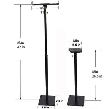 VideoSecu 2 Heavy Duty PA DJ Club Adjustable Height Satellite Speaker Stand Mount - Extends 26.5" to 47" (Compatible with Bose, Harmon Kardon, JBL, KEF, Klipsch, Sony, Yamaha, Pioneer and Others) 1B7