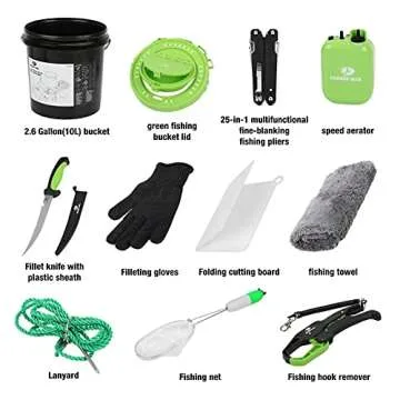 Mossy Oak 126PC Fishing Tool Kit, Fishing Gear Accessories Includes Bait Bucket with Speed Aerator, ...