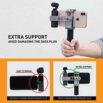 Cinema Mount Rig for DJI Osmo Pocket: Smartphone Rig, Aluminum Alloy Grip Handle, Osmo Pocket Clip, Cell Phone Tripod Adapter, Standard Cold Shoe Mount, 1/4"-20 Tripod Thread, Fit Arca Swiss (Updated)