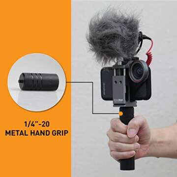 Cinema Mount Rig for DJI Osmo Pocket: Smartphone Rig, Aluminum Alloy Grip Handle, Osmo Pocket Clip, Cell Phone Tripod Adapter, Standard Cold Shoe Mount, 1/4"-20 Tripod Thread, Fit Arca Swiss (Updated)