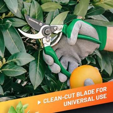 GRÜNTEK Professional Bypass Pruning Shears: Ergonomic Precision Garden Scissors, Garden Clippers, J...
