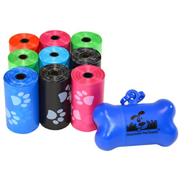 Downtown Pet Supply Leak-Proof Pet Poop Bags with Dispenser, 180 Count - Colorful Designs for Easy C...