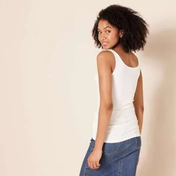 Amazon Essentials Women's Slim-Fit Thin Strap Tank Top, Pack of 2, White, Medium