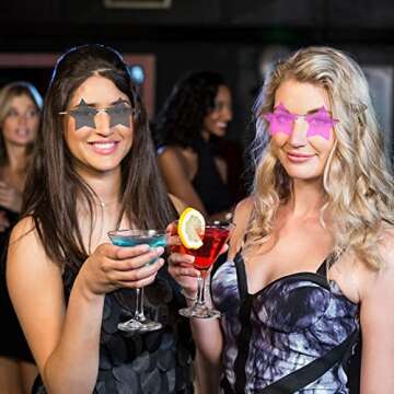 FUNUPUP Light Purple Star Shape Sunglasses Rimless Transparent Star Sun Glasses for Women and Men Party