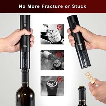 Christmas Gift Electric Wine Opener - Hisip Battery Wine Bottle Opener Contains Beer Opener Wine Gif...