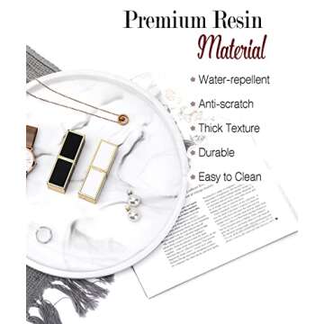 Shinowa Vanity Tray, Resin Bathroom Decorative Tray Catchall Organizer Jewelry Dish Tray for Bathroo...