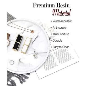 Shinowa Vanity Tray, Resin Bathroom Decorative Tray Catchall Organizer Jewelry Dish Tray for Bathroo...