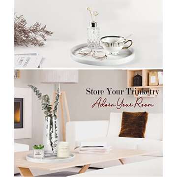 Shinowa Vanity Tray, Resin Bathroom Decorative Tray Catchall Organizer Jewelry Dish Tray for Bathroom Bedroom Counter-top Vanity Organization Vanity Table Jewelry Organizer, White Marble