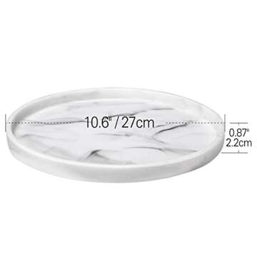 Shinowa Vanity Tray, Resin Bathroom Decorative Tray Catchall Organizer Jewelry Dish Tray for Bathroom Bedroom Counter-top Vanity Organization Vanity Table Jewelry Organizer, White Marble