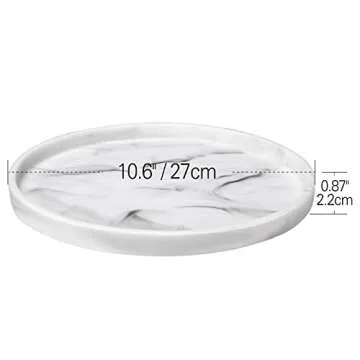 Shinowa Vanity Tray, Resin Bathroom Decorative Tray Catchall Organizer Jewelry Dish Tray for Bathroom Bedroom Counter-top Vanity Organization Vanity Table Jewelry Organizer, White Marble