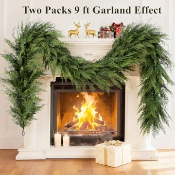 Christmas Garland 9 Ft Realistic Cedar Cypress Pine Greenery Garland Faux Christmas Garland Decorati...
