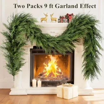 Christmas Garland 9 Ft Realistic Cedar Cypress Pine Greenery Garland Faux Christmas Garland Decorati...