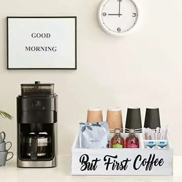 Stylish NC Wooden Coffee Station Organizer for Home & Office