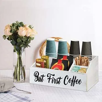 Stylish NC Wooden Coffee Station Organizer for Home & Office
