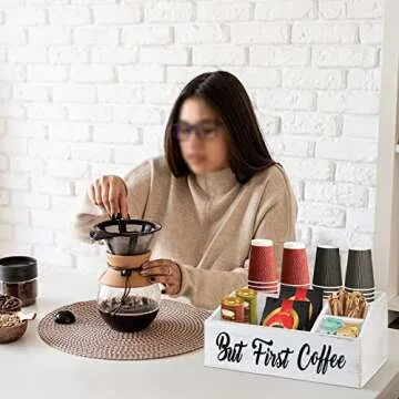 Stylish NC Wooden Coffee Station Organizer for Home & Office