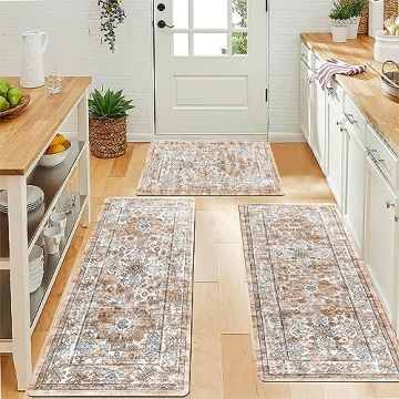 Pauwer Boho Kitchen Rugs Sets Non Slip Washable Waterproof