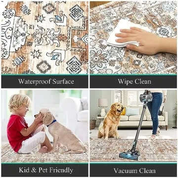 Pauwer Boho Kitchen Rugs Sets Non Slip Washable Waterproof