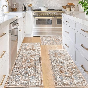 Pauwer Boho Kitchen Rugs Sets Non Slip Washable Waterproof