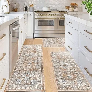 Pauwer Boho Kitchen Rugs Sets Non Slip Washable Waterproof
